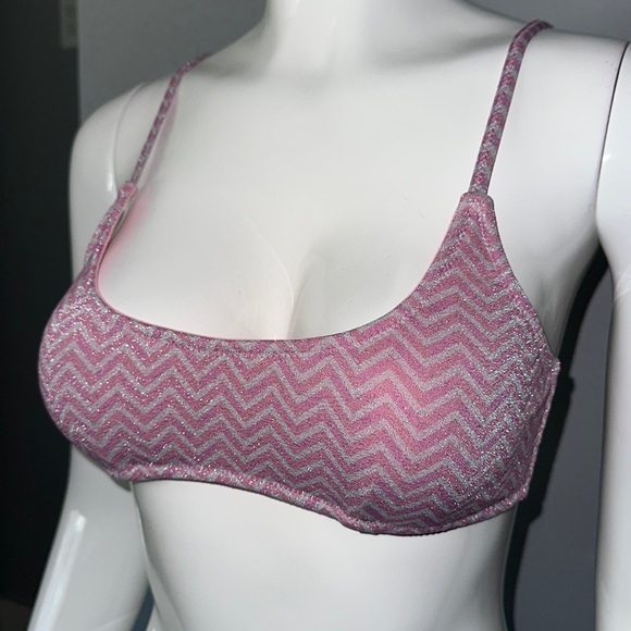 Pink and white sparkle Bathing suit top - Picture 2 of 8